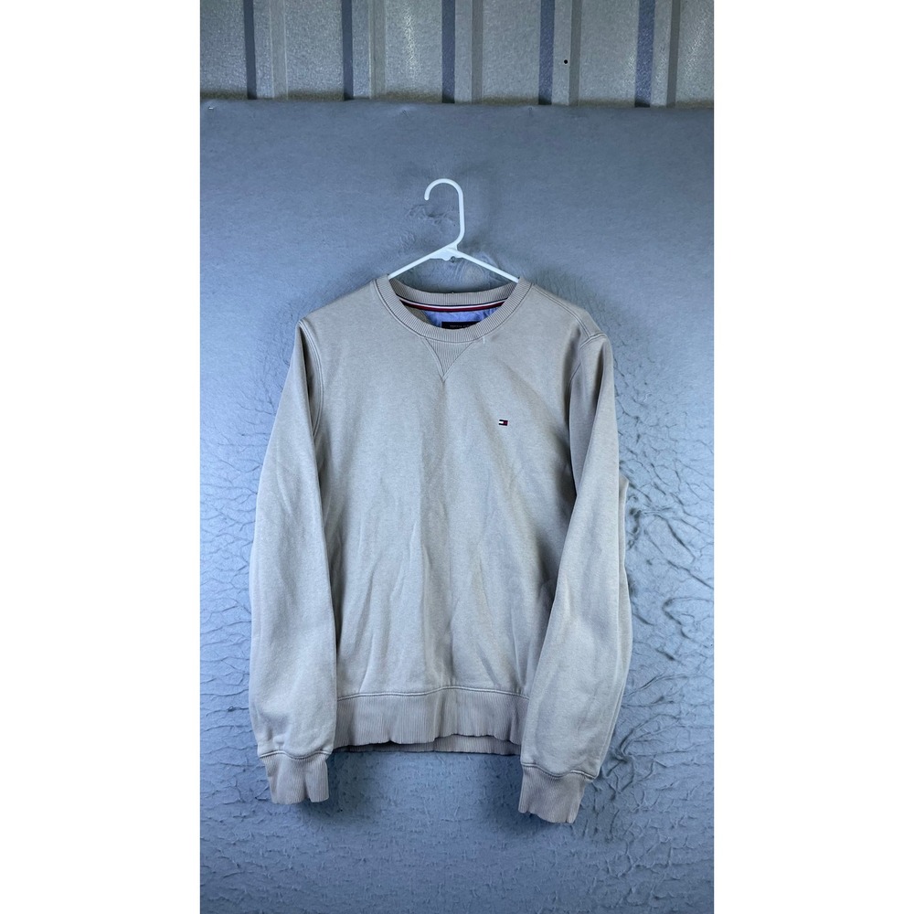 Tommy Hilfiger Sweatshirt Mens Medium Tan Beige Excellent Crewneck Pullover